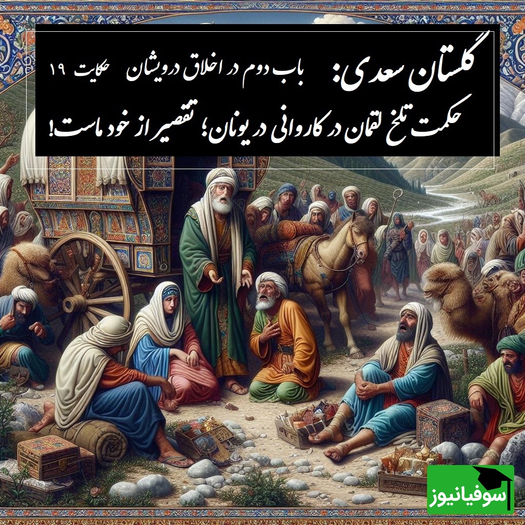 حکایت گلستان سعدی با خسرو شکیبایی: حکمت تلخ لقمان در کاروانی در یونان؛ تقصیر از خود ماست! / باب دوم در اخلاق درویشان حکایت شماره 19 + فایل صوتی و نسخه‌های قدیمی