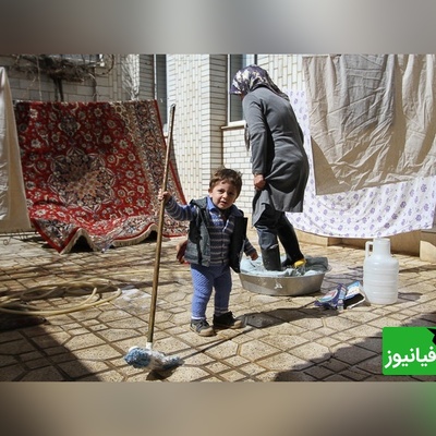 خلاقیت خنده دار مادر ایرانی برای زود خشک شدن فرش شسته شده یک دنیارو مات و مبهوت کرد/ نکن مادر من خطرناکه