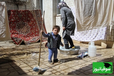 خلاقیت خنده دار مادر ایرانی برای زود خشک شدن فرش شسته شده یک دنیارو مات و مبهوت کرد/ نکن مادر من خطرناکه