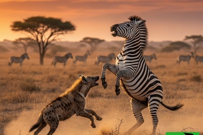 (ویدئو) صحنه‌ای نفس‌گیر از حیات وحش: کفتارها در کمین یک گورخر! (+18)