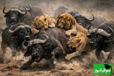 (ویدئو) مستند حیات وحش حیوانات/ نبرد شیر و گاومیش