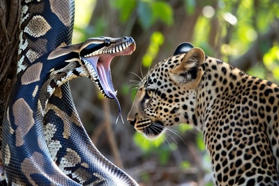 (ویدئو) مستند حیات وحش حیوانات/ داستان امروز: نبرد دیدنی مار پیتون با پلنگ در آفریقا