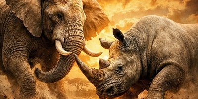 (ویدئو) فیل در برابر کرگدن: نبرد مرگبار شاخ‌وشانه در ساوانا!