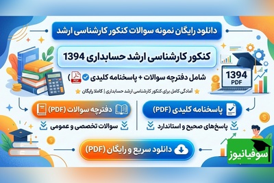 دانلود رایگان نمونه سوالات کنکور کارشناسی ارشد حسابداری سال 1394 + پاسخنامه کلیدی (PDF)