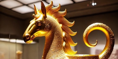 (عکس) شاهکار طلایی ساسانیان/ تکوک زرین اسب 1300 ساله با زیبایی خیره‌کننده در موزه رضا عباسی