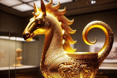 (عکس) شاهکار طلایی ساسانیان/ تکوک زرین اسب 1300 ساله با زیبایی خیره‌کننده در موزه رضا عباسی