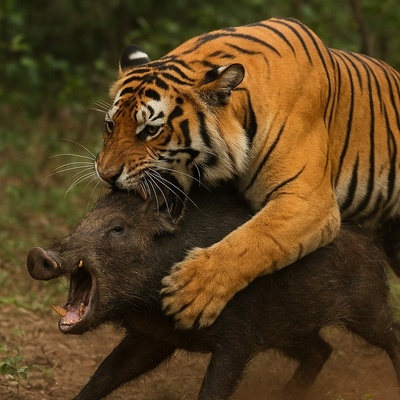 فیلم/ مستند حیات وحش حیوانات /نبرد نفسگیر گراز و ببر