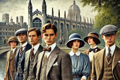 تصویری تاریخی از دانشجویان کمبریج در دهه 1920/ وقتی مد ویکتوریایی دانشگاه را فرا گرفته بود