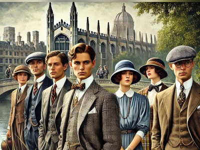 تصویری تاریخی از دانشجویان کمبریج در دهه 1920/ وقتی مد ویکتوریایی دانشگاه را فرا گرفته بود