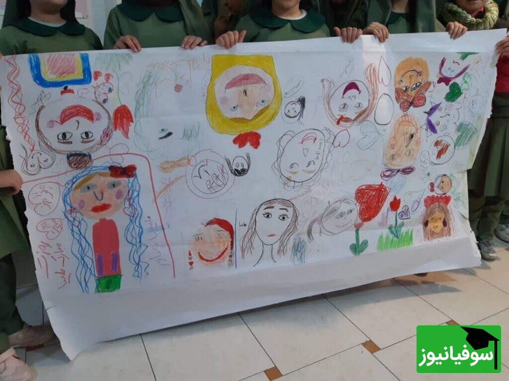 (عکس) حماسه خلاقیت در کلاس درس؛ معلم هرمزگانی مانتویش را با نقاشی بچه‌ها طراحی کرد