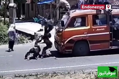 سقوط دانش آموزان از روی سقف خودرو بعد از ترمز کردن راننده + ویدئو