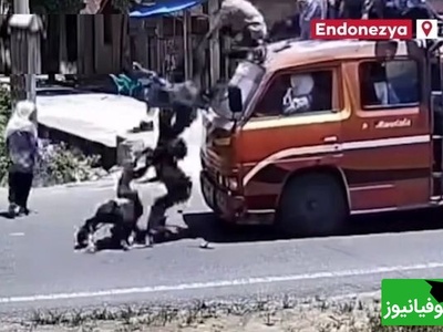 سقوط دانش آموزان از روی سقف خودرو بعد از ترمز کردن راننده + ویدئو