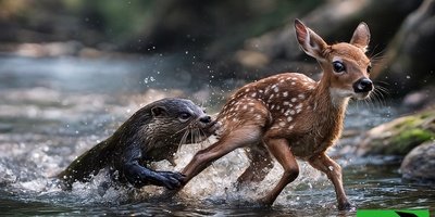 فیلم/ مستند حیات وحش حیوانات / حمله غافلگیر کننده سمور های آبی گوشتخوار لرزه به اندام بچه آهو انداخت!