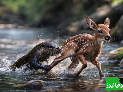 فیلم/ مستند حیات وحش حیوانات / حمله غافلگیر کننده سمور های آبی گوشتخوار لرزه به اندام بچه آهو انداخت!