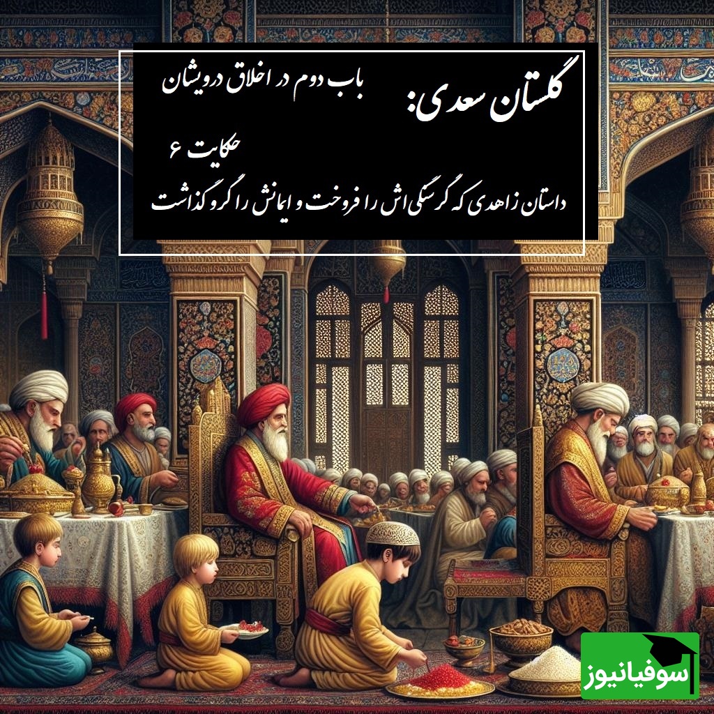 داستان زاهدی که گرسنگی‌اش را فروخت و ایمانش را گرو گذاشت / حکایت گلستان سعدی: باب دوم در اخلاق درویشان حکایت شماره 6