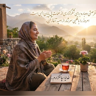 شکرگزاری صبحگاهی/ هر صبح یادآوری است که زندگی هدیه‌ای ارزشمند است.خدایا، شکر که فرصت دوباره‌ای برای ساختن، بخشیدن و دوست داشتن به من دادی / شکرگزاری امروز 10 تیر 1405 + ویدئو
