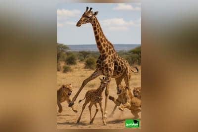 ویدئوی حیات وحش روز؛ حماسه‌ی مادرانه در دل دشت آفریقا؛ زرافه در برابر شیرها