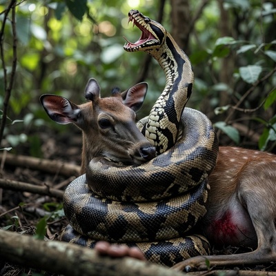 (ویدئو) لحظه‌ای از حیات وحش که آهو دیگر نفس نداشت | نجات باورنکردنی از چنگ مرگبار پیتون!