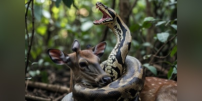 (ویدئو) لحظه‌ای از حیات وحش که آهو دیگر نفس نداشت | نجات باورنکردنی از چنگ مرگبار پیتون!