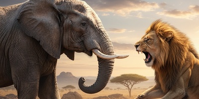 ویدئوی حیات وحش روز؛ این ماجرای راز بقا: نبرد نفسگیر شیر درنده و فیل نوجوان!