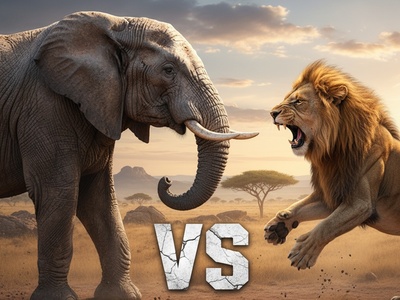 ویدئوی حیات وحش روز؛ این ماجرای راز بقا: نبرد نفسگیر شیر درنده و فیل نوجوان!
