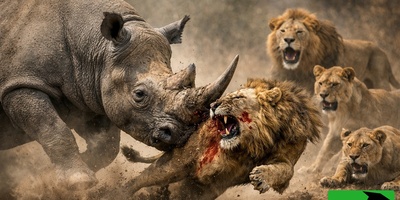 (ویدئو) مستند حیات وحش، راز بقا؛ نبرد وحشیانه کرگدن و شیرها؛ شاخ بزرگ در برابر جسارت شیرها