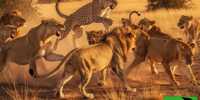 مستند حیات وحش/ رازبقا/ حمله هولناک 12 شیر به پلنگ+فیلم