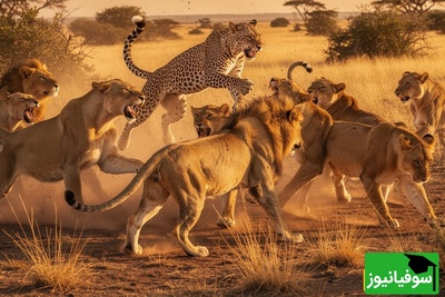 مستند حیات وحش/ رازبقا/ حمله هولناک 12 شیر به پلنگ+فیلم