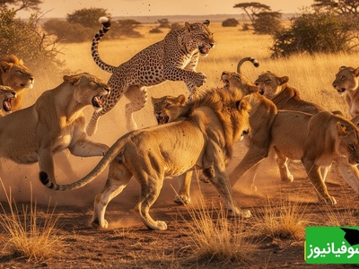 مستند حیات وحش/ رازبقا/ حمله هولناک 12 شیر به پلنگ+فیلم