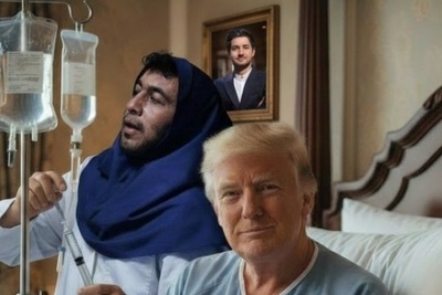 پرستاری رضا عطاران از ترامپ روی تخت بیمارستان / الهی العفو🤣