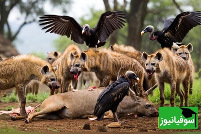ویدئوی حیات وحش روز؛ حقیقت تلخ طبیعت: جشن بی‌رحمانه کفتار و کرکس پس از مرگ گوزن