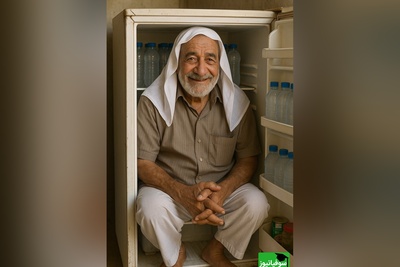 زنگ خلاقیت: ابتکار خنده دار جوان اهوازی برای فرار از گرما /وقتی گرما زیادی به مغزت فشار میاره😂