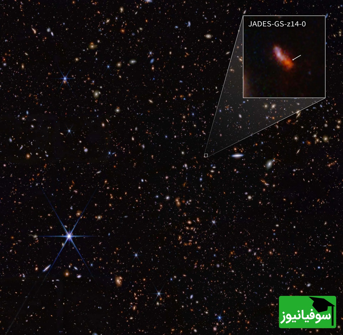 کهکشان ADES-GS-z14-0 در تصویر تلسکوپ فضایی جیمز وب