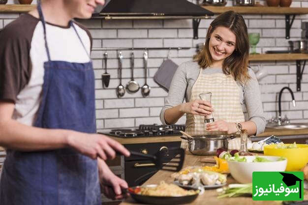 پختن غذا زن و شوهر