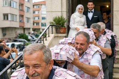 فامیلای عروس و داماد یاد بگیرین؛ ابتکار منحصربفرد عموهای عروس برای دادن هدیه نقدی به برادرزاده‌شان با جلیقه های دوخته شده با پول+فیلم/ فامیلای شما هم از این کارا میکنن؟