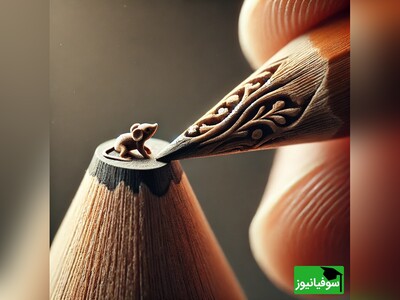 آموزش و سرگرمی/ خلق شاهکار هنری طرح برجسته و مینیاتوری فقط با تراش یک مداد/ مار سبز خوش خط و خال در کمین موش بینوا