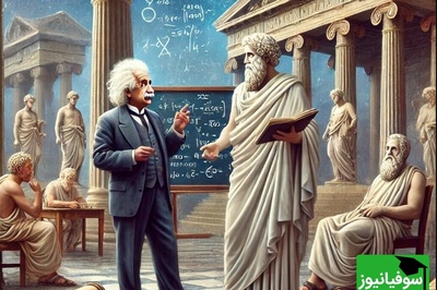 تصویر / گفت‌وگوی خیالی افلاطون و اینشتین در آتن/ جایی که فلسفه و فیزیک مرزهای علم را در هم می‌شکنند