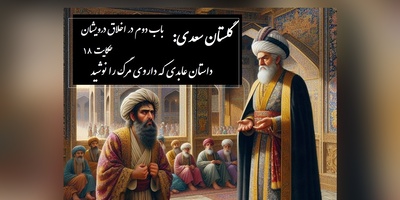 پندهای گلستان سعدی: داستان عابدی که داروی مرگ را نوشید / باب دوم در اخلاق درویشان حکایت شماره 18 + فایل صوتی و نسخه‌های قدیمی