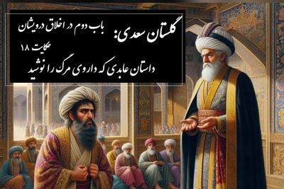 پندهای گلستان سعدی: داستان عابدی که داروی مرگ را نوشید / باب دوم در اخلاق درویشان حکایت شماره 18 + فایل صوتی و نسخه‌های قدیمی