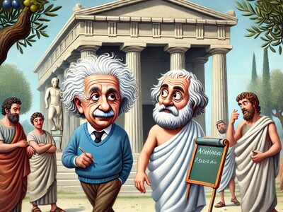 ویدئو/ وقتی انیشتین با ماشین زمان به یونان باستان سفر می‌کند😀