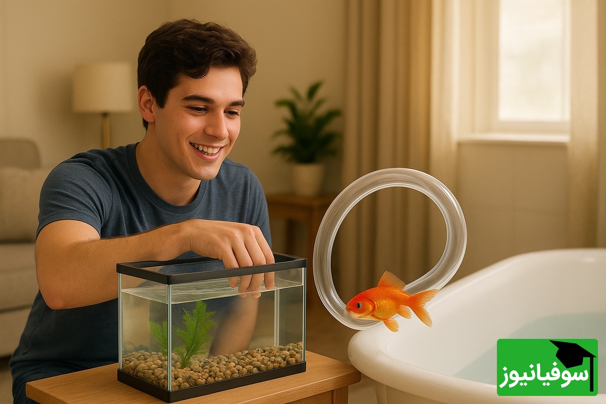 (فیلم) ابتکار خندهدار جوان ایرانی در ایجاد سرزمین موجهای آبی برای ماهی قرمز آکواریومش حسابی طرفدار پیدا کرد؛ به همین وقت عزیز تفریح این از من بیشتره😂