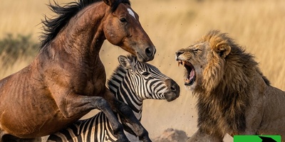 قانون جنگل؛ مستند حیات وحش؛ نبرد اسب عصبانی و گورخر با شیر/ تقابل "قدرت شکار" در برابر "اراده بقا"+فیلم