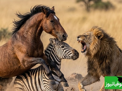 قانون جنگل؛ مستند حیات وحش؛ نبرد اسب عصبانی و گورخر با شیر/ تقابل "قدرت شکار" در برابر "اراده بقا"+فیلم